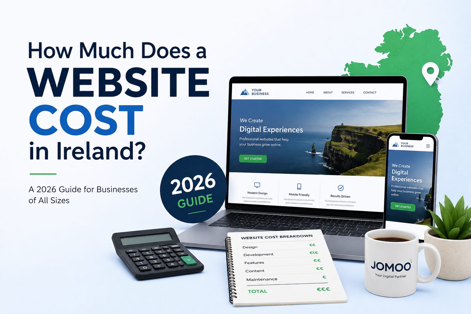 How much a website costs in Ireland, broken down by basic, business and e-commerce site tiers